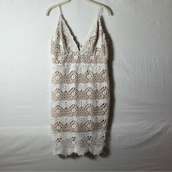 Lulus Cream Crochet Lace Wedding Date Romantic night Vacation Dress Size XL - Picture 2 of 12